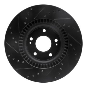 Hyundai Genesis Coupe Brake Rotor (1) - Front Right - R1 Concepts - Drilled & Slotted - Black - `10-`16